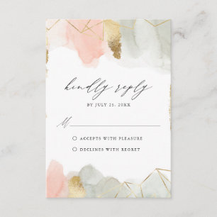 Cartão De Informações RSVP de Casamento Geométrico de Blush & Sage Water