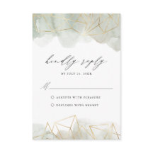 RSVP de Casamento Geométrico em Verde Sage em Aqua