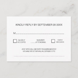 Cartão De Informações RSVP de Casamento Mínimo Moderno