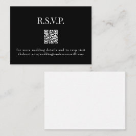 Cartão De Informações RSVP de Casamento Moderno do Código QR Preto