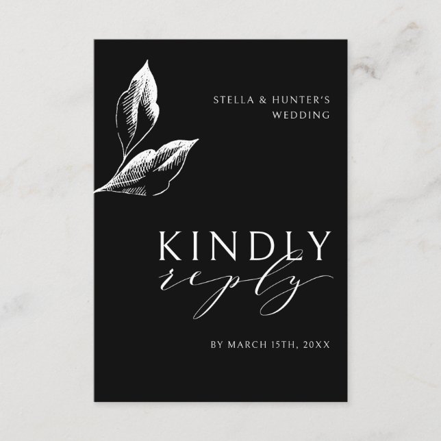 Cartão De Informações RSVP de Casamento Monocromático Vitoriano Moderno (Frente)