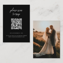 Cartão De Informações RSVP de Casamento Preto do Código QR Elegante