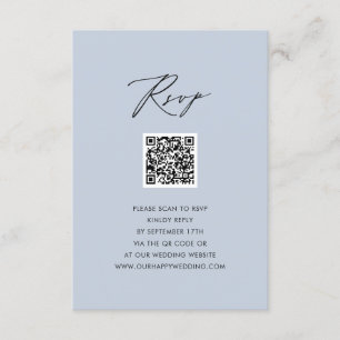Cartão De Informações RSVP de Casamento QR Simples de Script Elegante Az
