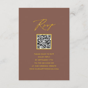 Cartão De Informações RSVP de Casamento QR Simples do Terracotta Script