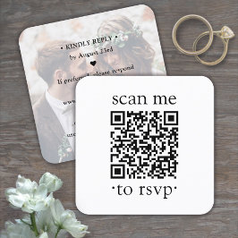 Cartão De Informações RSVP de Casamento QR Simples Foto & Tipografia Clá