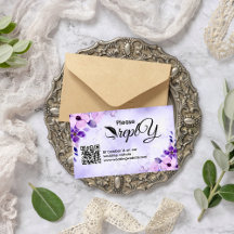 RSVP de Casamento Roxo | Código QR Minimalista