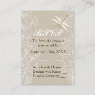 Cartão De Informações RSVP de Casamento Russo de Burlap e Lace