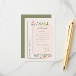 Cartão De Informações RSVP de Casamento Russo de Flor Selvagem Moderno