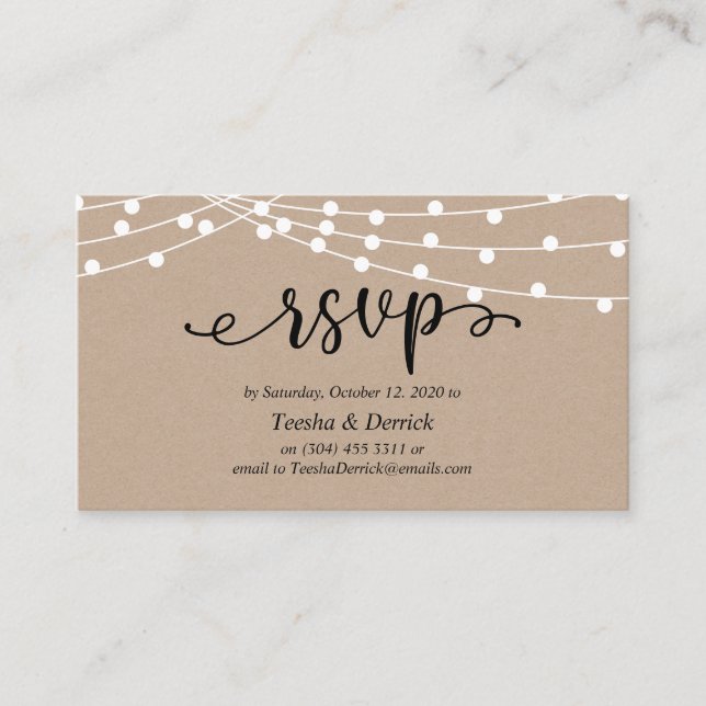 Cartão De Informações RSVP de Casamento Rústico (Frente)