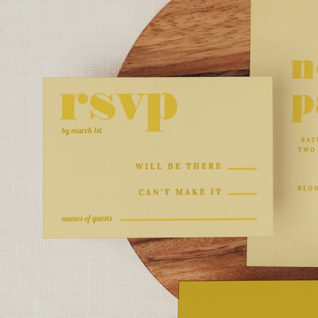 Cartão De Informações RSVP de Casamento Simples Amarelo (Butter Yellow Simple Wedding RSVP Enclosure Card)