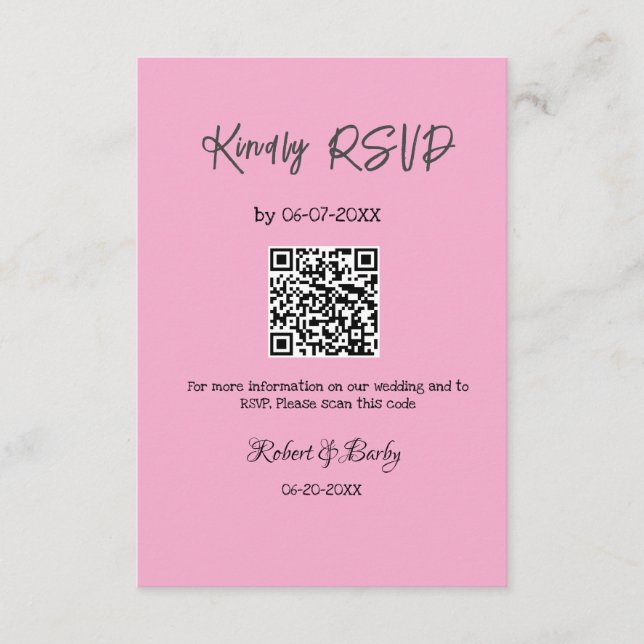 Cartão De Informações RSVP de casamento simples código QR simples (Frente)