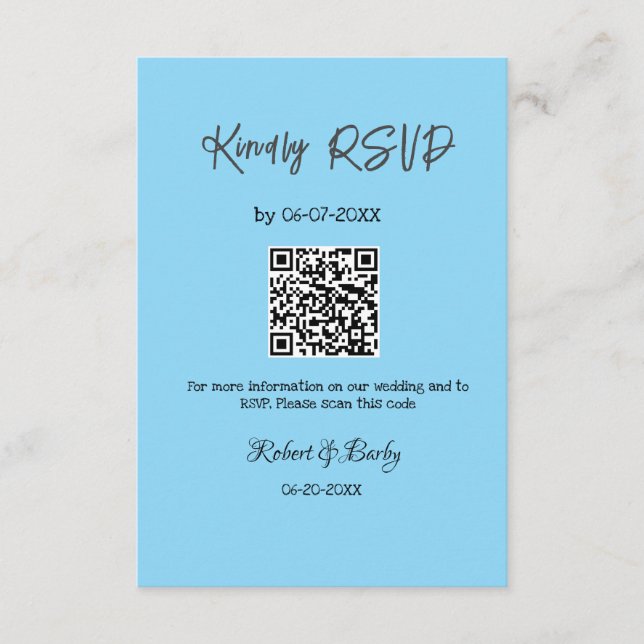 Cartão De Informações RSVP de casamento simples código QR simples (Frente)