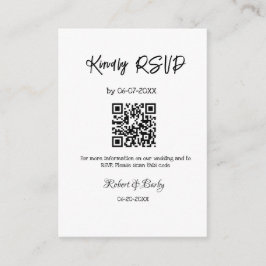 Cartão De Informações RSVP de casamento simples código QR simples