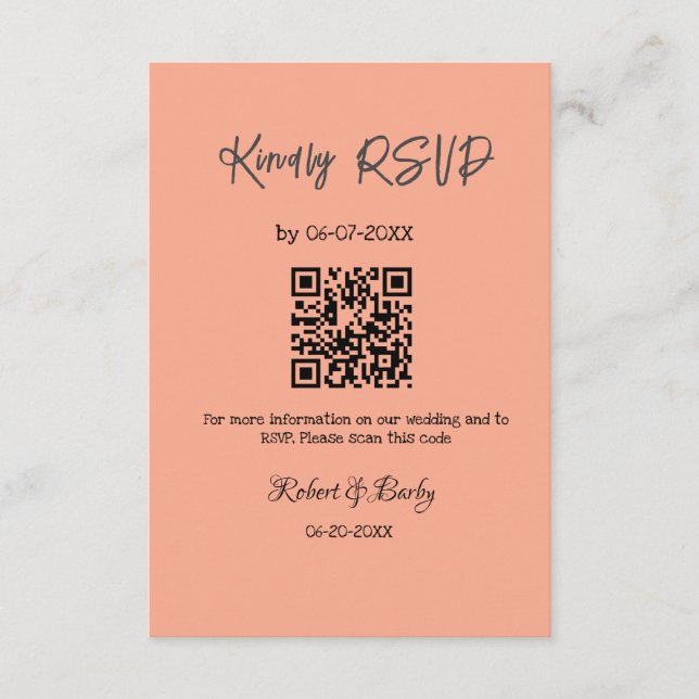 Cartão De Informações RSVP de casamento simples código QR simples (Frente)