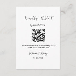 Cartão De Informações RSVP de casamento simples código QR simples