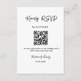 Cartão De Informações RSVP de casamento simples código QR simples