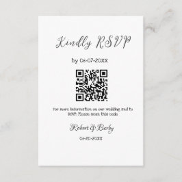 Cartão De Informações RSVP de casamento simples código QR simples