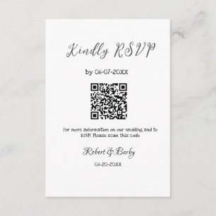 Cartão De Informações RSVP de casamento simples código QR simples