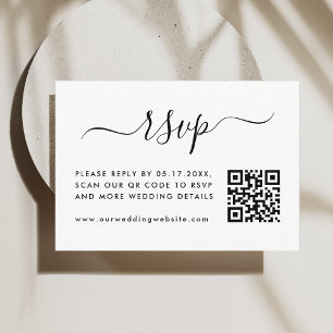 Cartão De Informações RSVP de Casamento Simples com Código QR