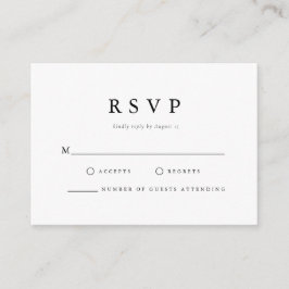Cartão De Informações RSVP de Casamento Simples Preto e Branco