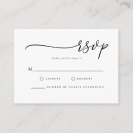 Cartão De Informações RSVP de Casamento Simples Preto e Branco