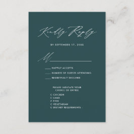 Cartão De Informações RSVP de Casamento Simples Verde Moderno de Script 