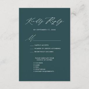 Cartão De Informações RSVP de Casamento Simples Verde Moderno de Script