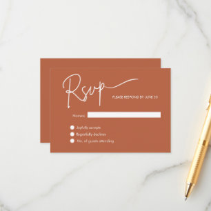 Cartão De Informações RSVP de Casamento Terracota Minimalista Moderna