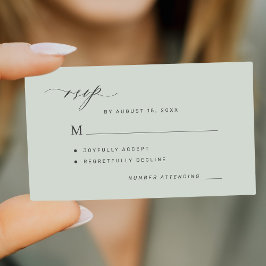 Cartão De Informações RSVP de casamento verde de sábio simples