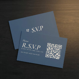 Cartão De Informações RSVP de Código QR da Série Azul Elegante