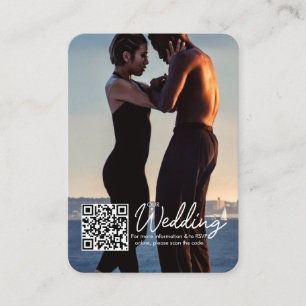 Cartão De Informações RSVP de Código QR de Casamento de Foto Moderno Sim