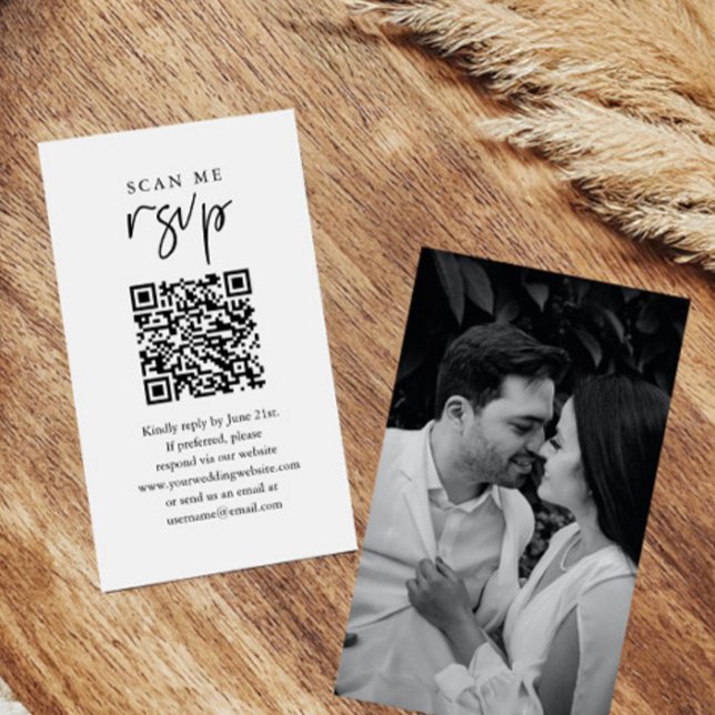 Cartão De Informações RSVP de Código QR de Casamento de RSVP (Criador carregado)