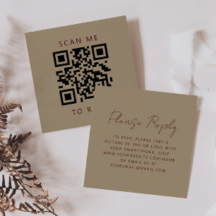 Cartão De Informações RSVP de Código QR de Casamento Dourado de Script B