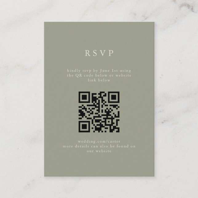 Cartão De Informações RSVP de Código QR de Casamento Moderno de Serif El (Frente)