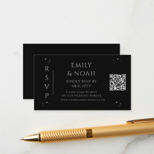 Cartão De Informações RSVP de Código QR de Orçamento Preto Preto Místico