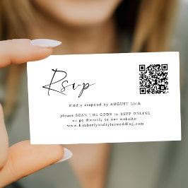 Cartão De Informações RSVP de CÓDIGO QR on-line mínimo simples