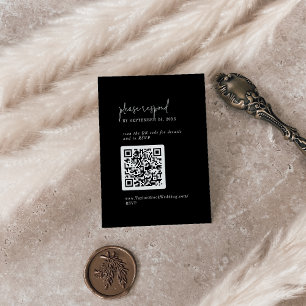 Cartão De Informações RSVP de Código QR Preto-Quadrado Moderno