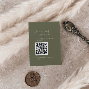 Cartão De Informações RSVP de Código QR Verde Verde Chic Moderno