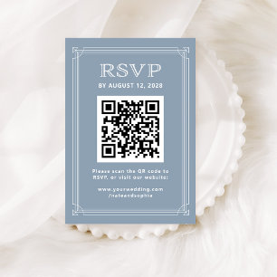 Cartão De Informações RSVP de Deco Moderno com Código QR Dusty Blue