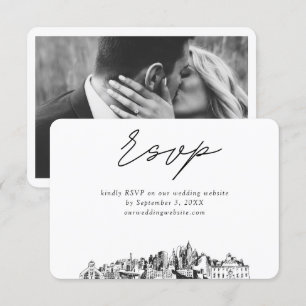 Cartão De Informações RSVP de Desenho Minimalista do Casamento Atlanta