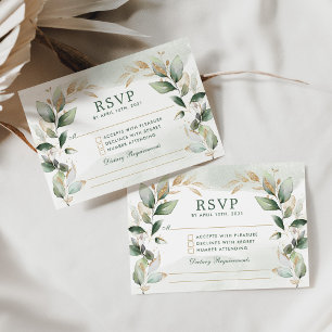 Cartão De Informações RSVP de Quinceanera Verde Dourado Suave