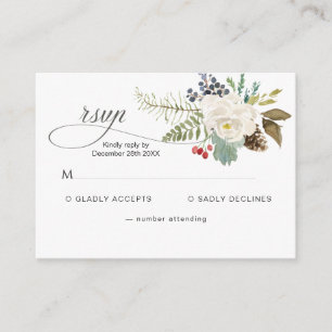 Cartão De Informações RSVP de Rosa de inverno