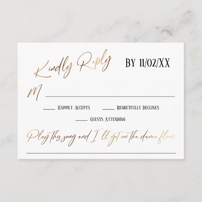 Cartão De Informações RSVP de Solicitação de Música Simples de Manuscrit (Frente)