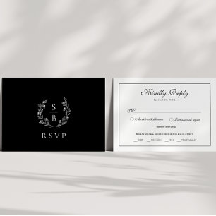 Cartão De Informações RSVP de Terra Botânica do Monograma Elegante