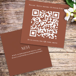 Cartão De Informações RSVP de Terracotta com Praça de Código QR Minimali