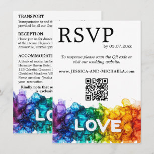 Cartão De Informações 🌈 RSVP+Detalhes LGBTQ Pintados com Amor