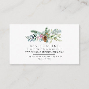 Cartão De Informações RSVP do Site de Casamento Botânico Rustic Winter B