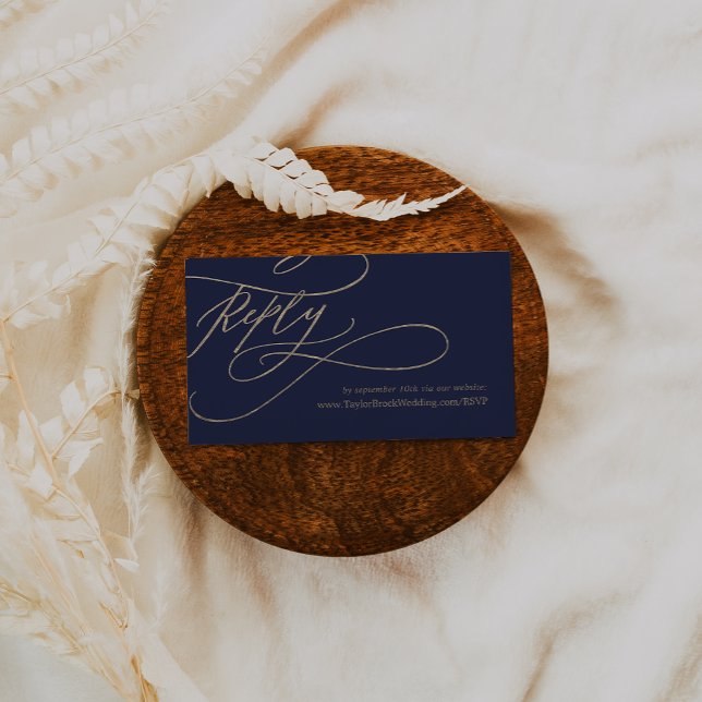 Cartão De Informações RSVP do Site de Casamento de Caligrafia Romântica  (Criador carregado)