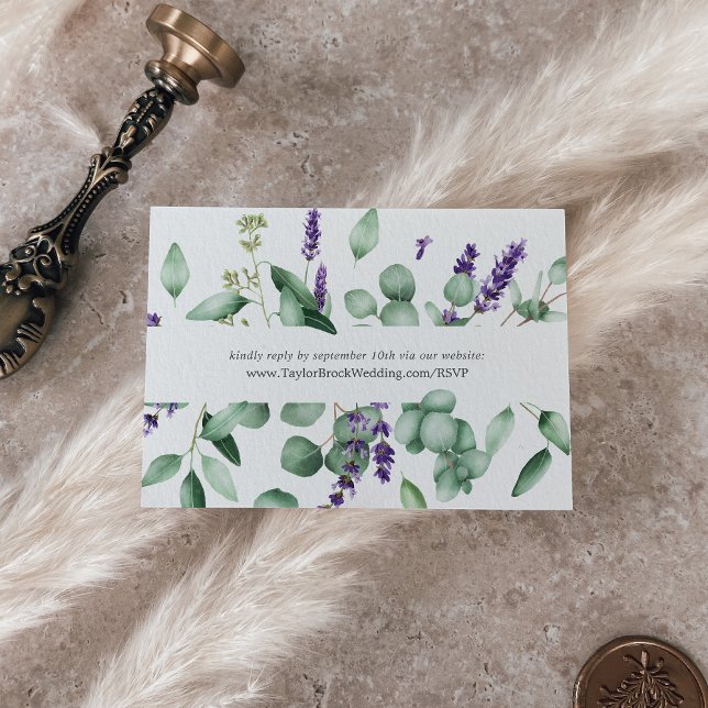 Cartão De Informações RSVP do Site de Casamento Rustic Lavanda & Eucalyp (Criador carregado)