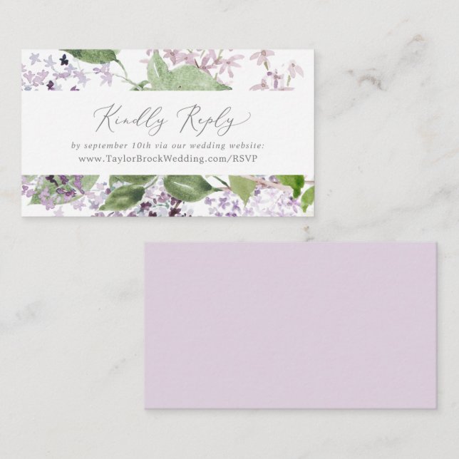 Cartão De Informações RSVP do Site de Casamento Rustic Lilac (Frente/Verso)